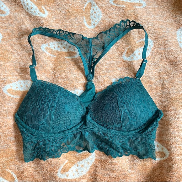 Pink VS Forest Green Lace Push Up - Picture 1 of 6